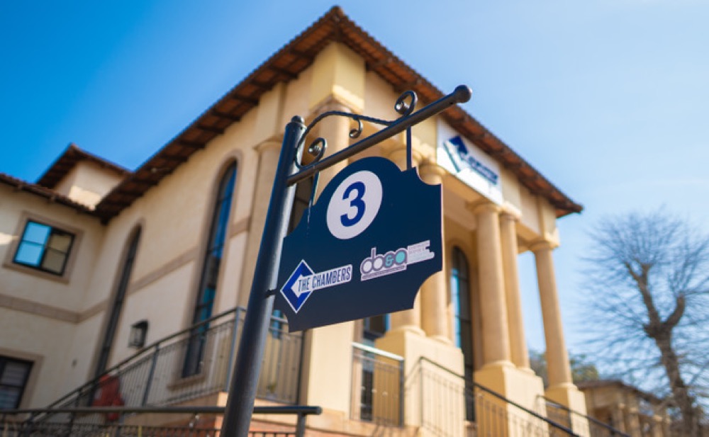 The Chambers building and number three entrance sign